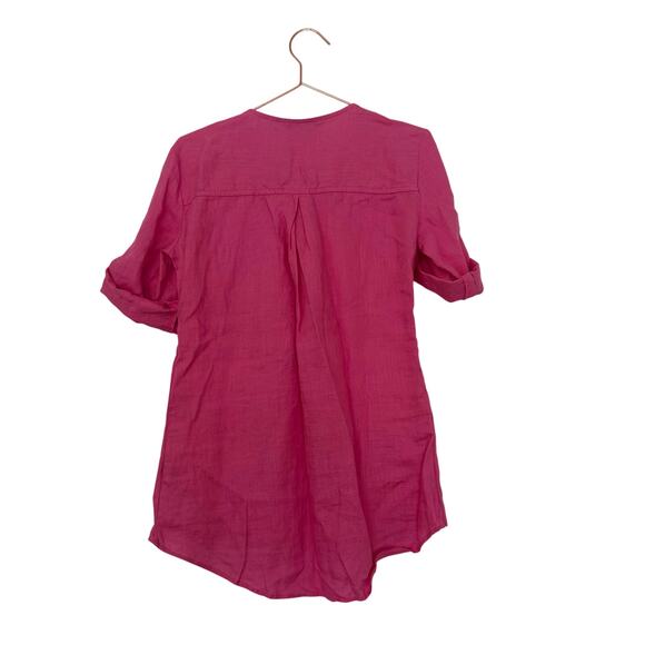 Company Ellen Tracy linen peony pink tunic blouse with gold zipper size small - Picture 5 of 7
